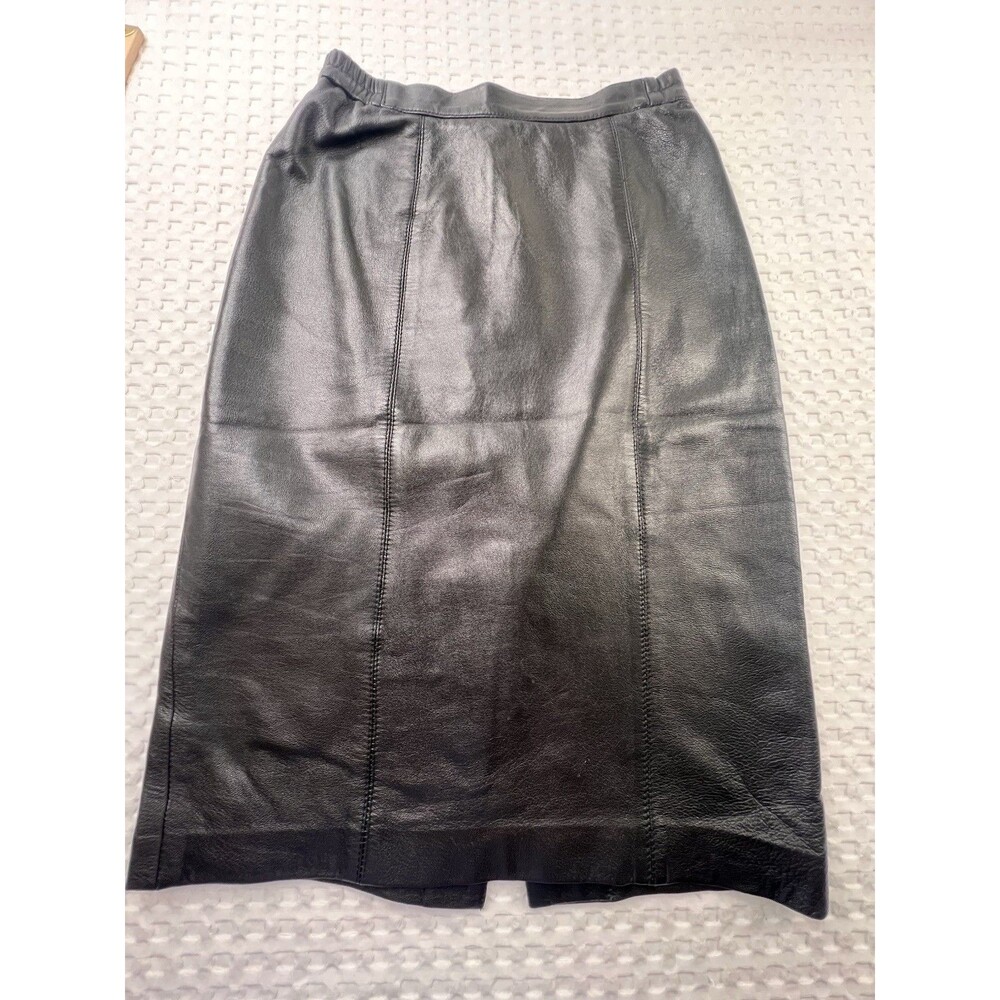 Vintage Leather Pencil Skirt Black Size 6 Mary Laurens 90’s